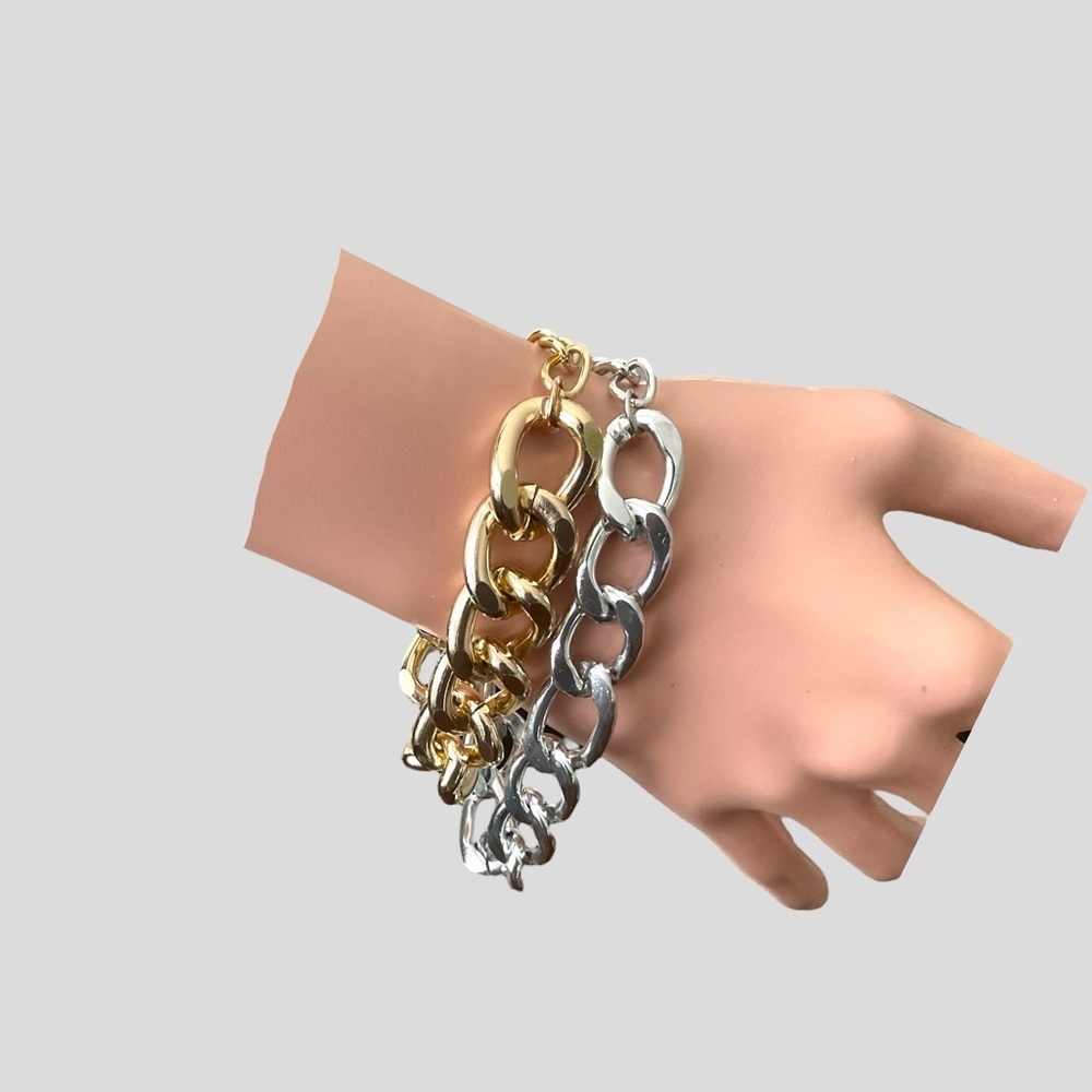 Gold Silver Tone Large Chunky Boho Bracelet